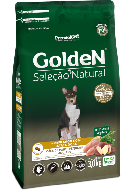 GoldeN® Seleção Natural Cães Adultos Porte Pequeno Frango & Batata-doce