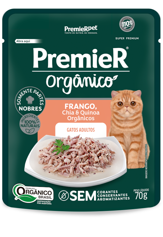 PremieR® Orgânico Gatos Adultos Frango, Chia e Quinoa