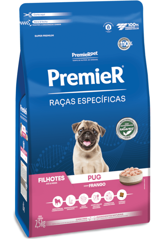 PremieR Raças Específicas Pug Filhotes Porte Pequeno Frango