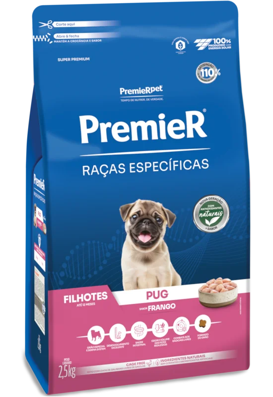PremieR Raças Específicas Pug Filhotes Porte Pequeno Frango
