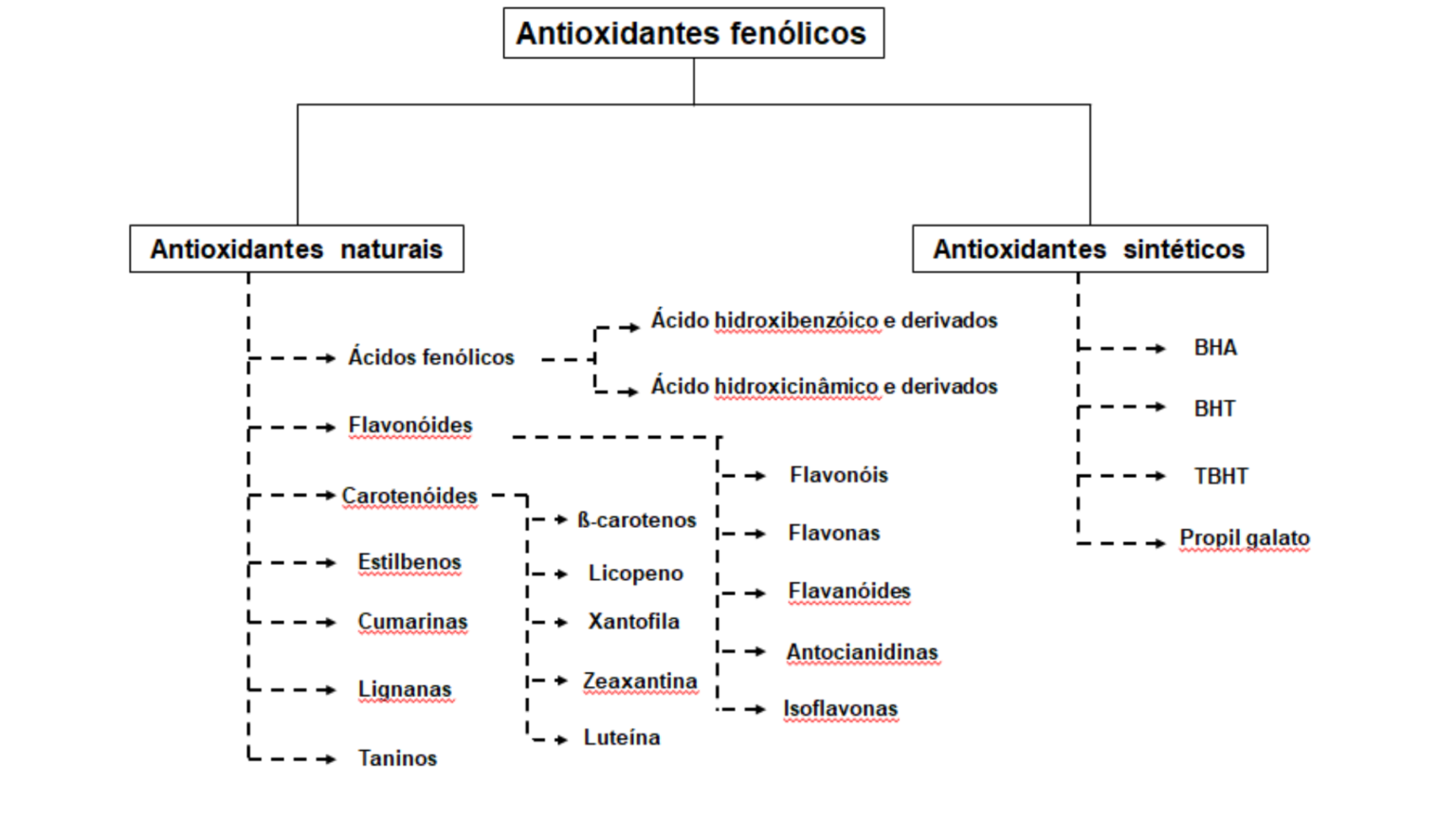 Distribuição dos principais antioxidantes fenólicos