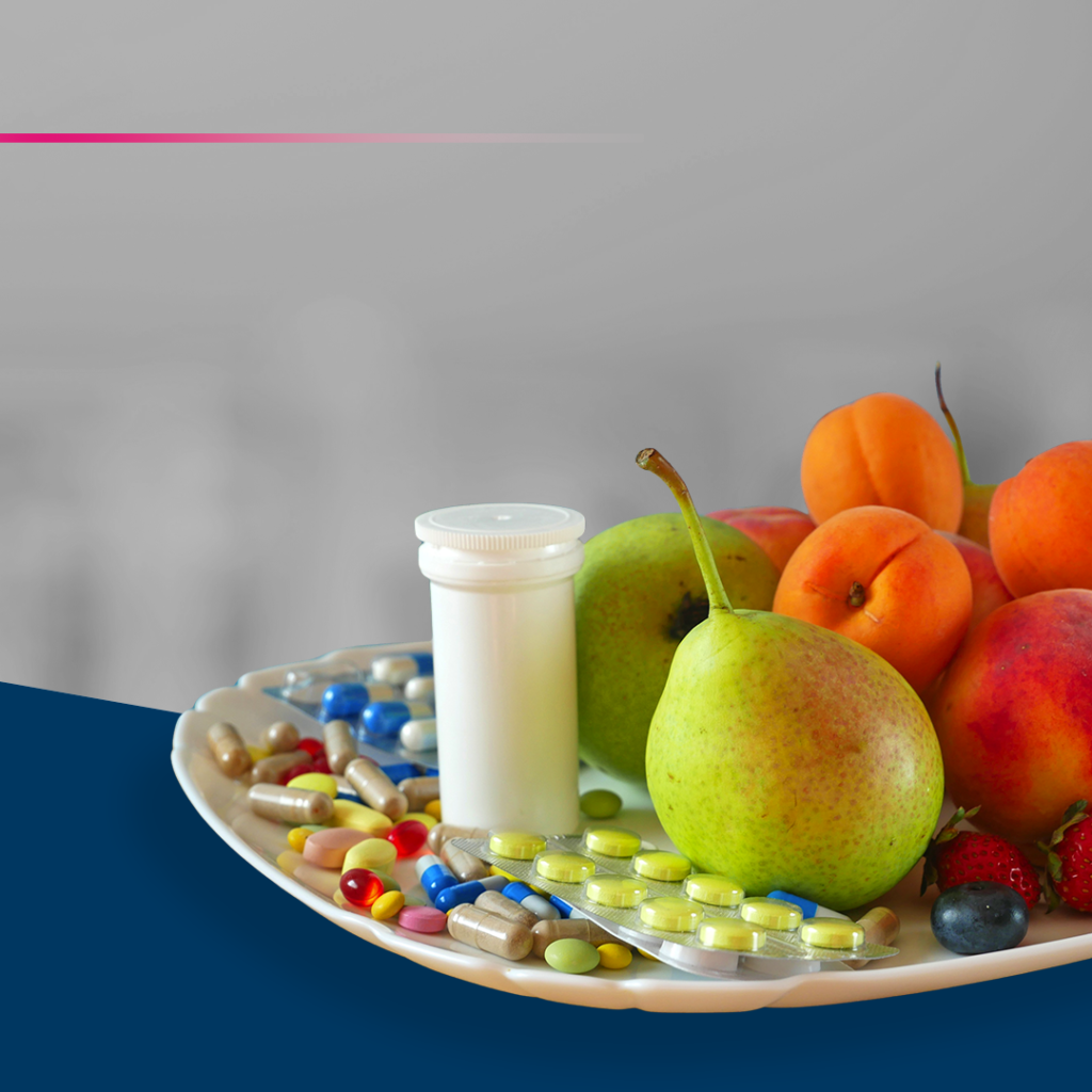 Antioxidantes sintéticos e frutas em cima do prato