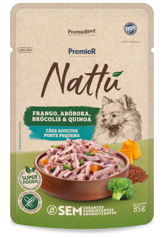 PremieR Nattu Úmidos Cães Adultos Porte Pequeno Frango, Abóbora, Brócolis e Quinoa