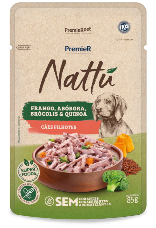 PremieR Nattu Úmidos Cães Filhotes Frango, Abóbora, Brócolis e Quinoa