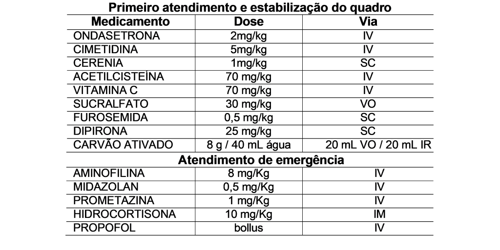 Medicações administradas para estabilização do paciente