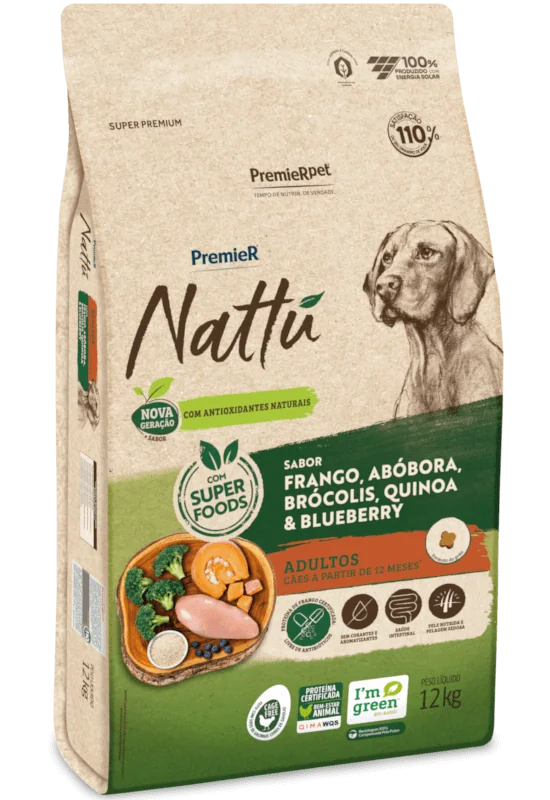 PremieR Nattu Cães Adultos Frango, Abóbora, Brócolis, Quinoa & Blueberry