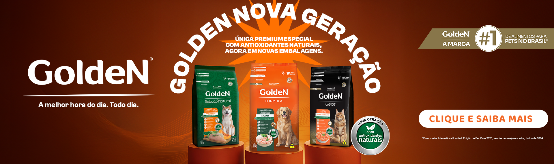 Banner GoldeN com as novas embalagens