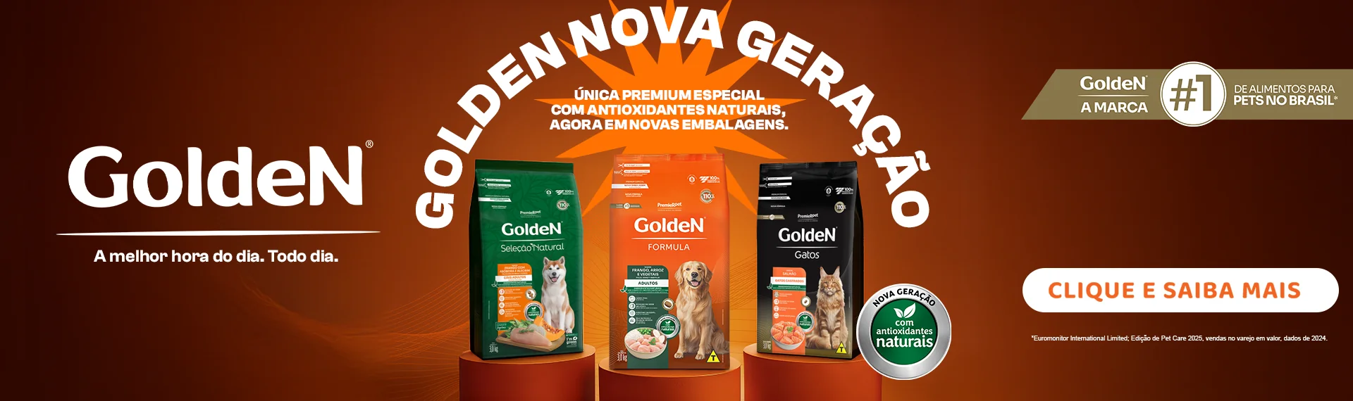 Banner GoldeN com as novas embalagens