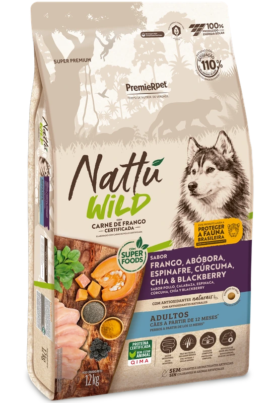 Nattu Wild Cães Adultos Abóbora e Espinafre